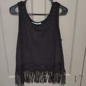 Maurices Black Fringe Tank Top